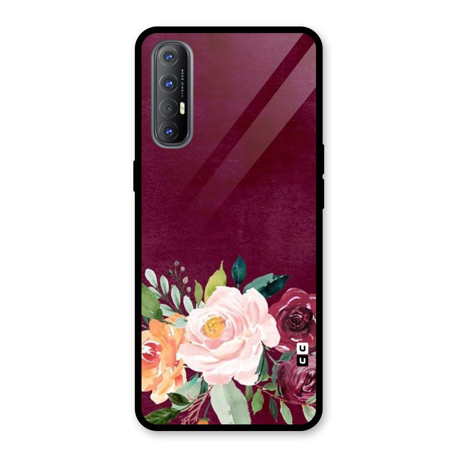 Plum Floral Design Glass Back Case for Oppo Reno3 Pro