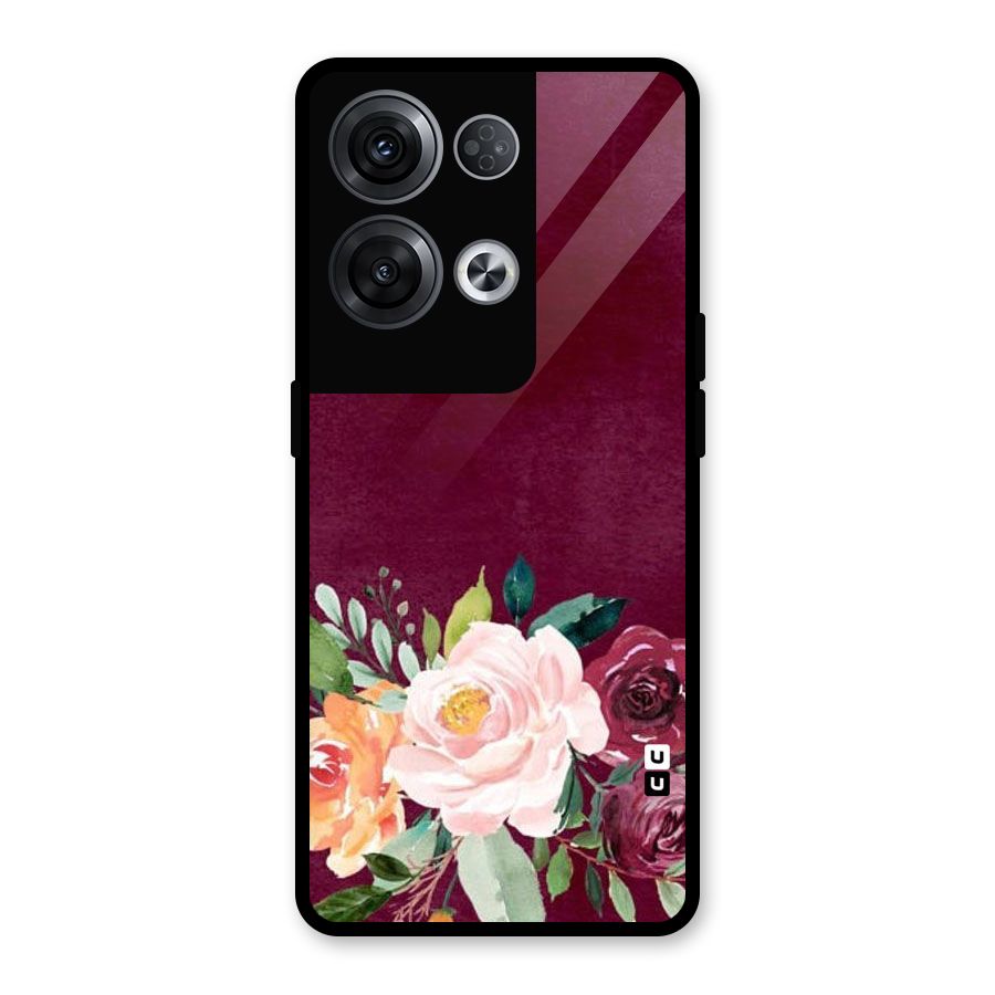 Plum Floral Design Glass Back Case for Oppo Reno8 Pro 5G