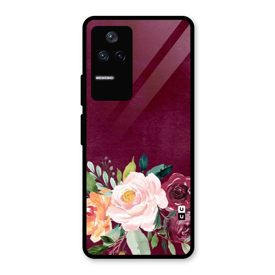 Plum Floral Design Glass Back Case for Poco F4 5G