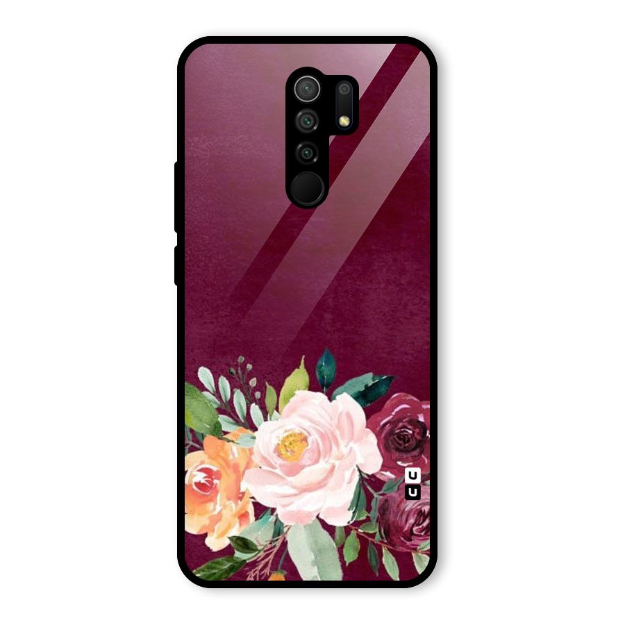Plum Floral Design Glass Back Case for Poco M2