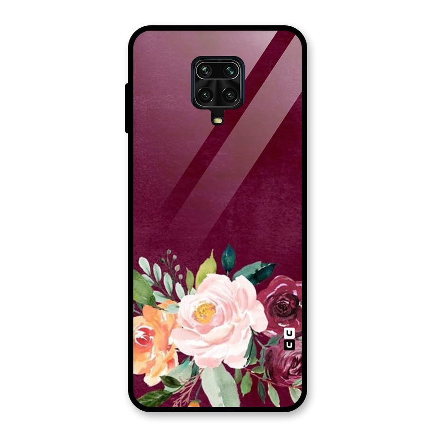 Plum Floral Design Glass Back Case for Poco M2 Pro