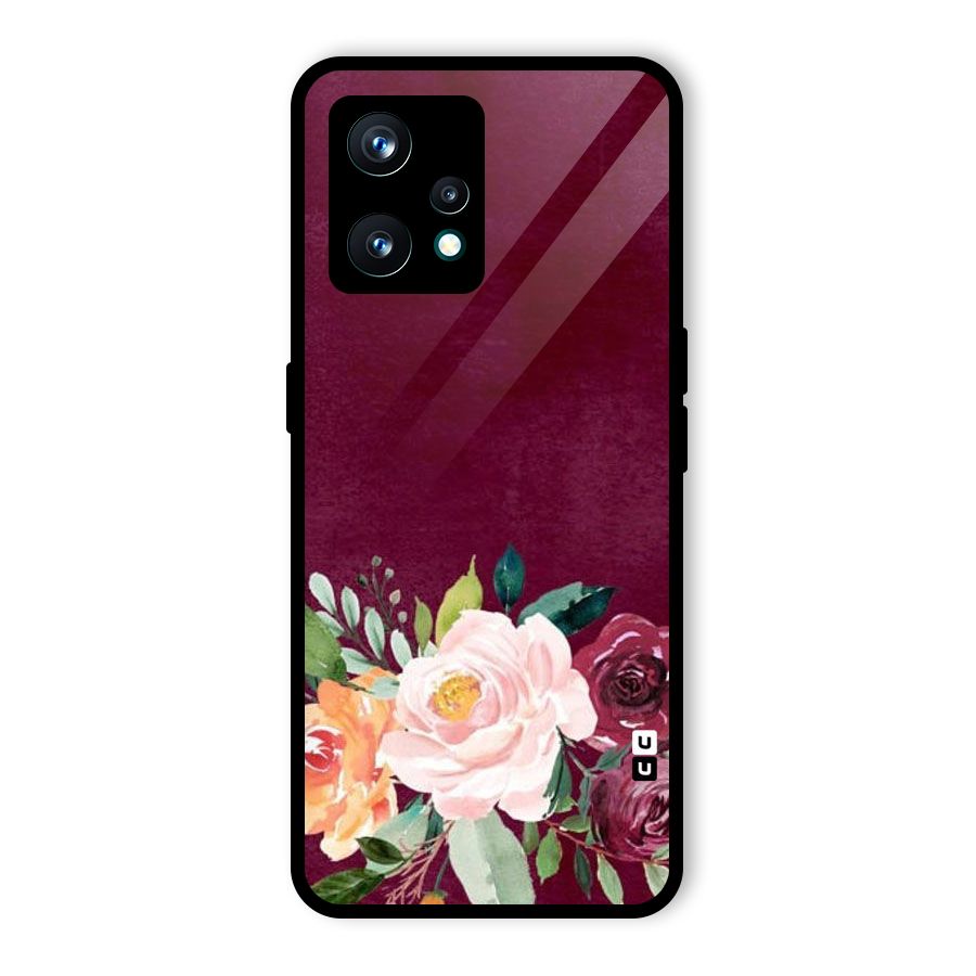 Plum Floral Design Glass Back Case for Realme 9 Pro Plus 5G