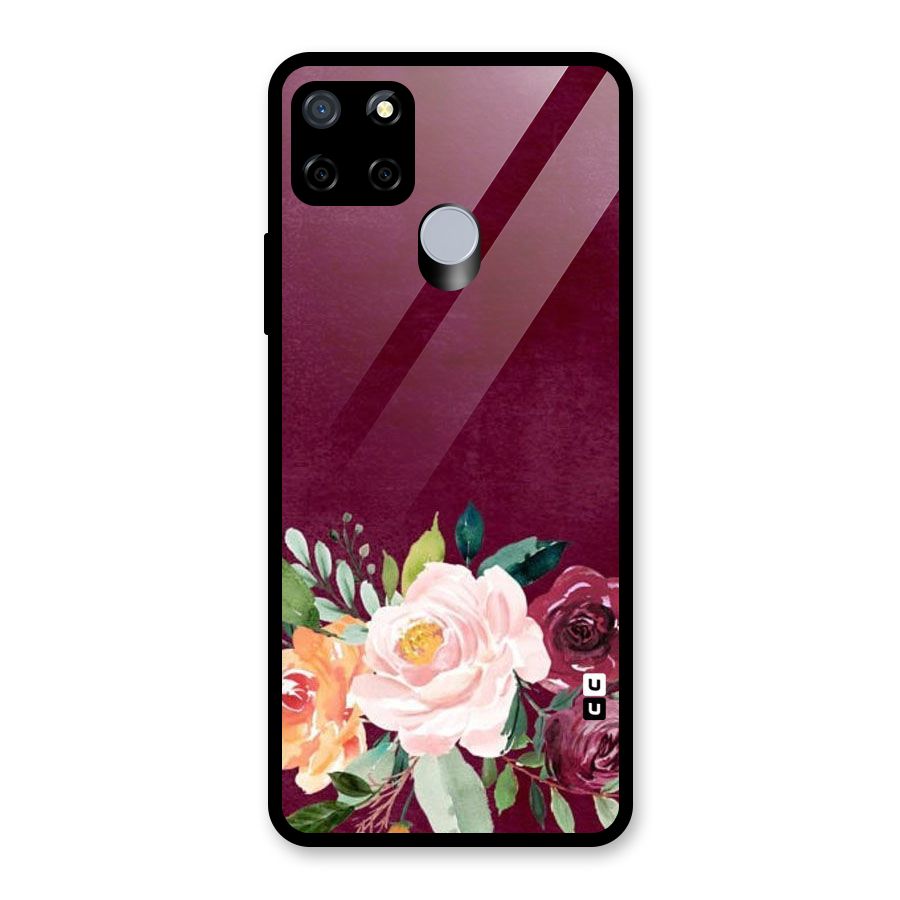 Plum Floral Design Glass Back Case for Realme C15