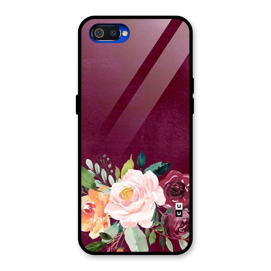Plum Floral Design Glass Back Case for Realme C2