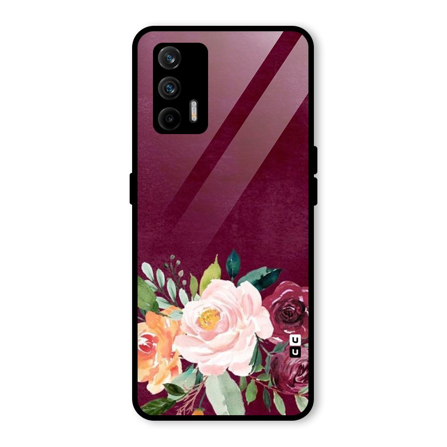 Plum Floral Design Glass Back Case for Realme GT 5G