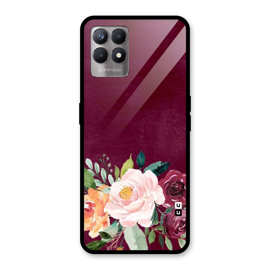 Plum Floral Design Glass Back Case for Realme Narzo 50