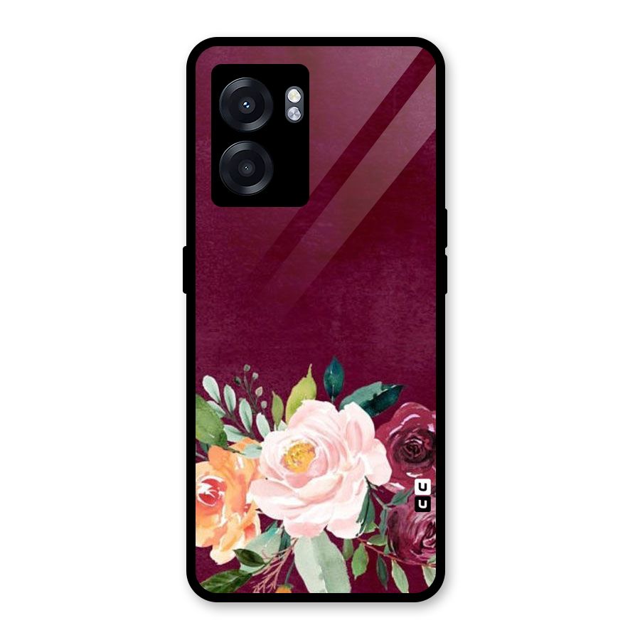 Plum Floral Design Glass Back Case for Realme Narzo 50 5G