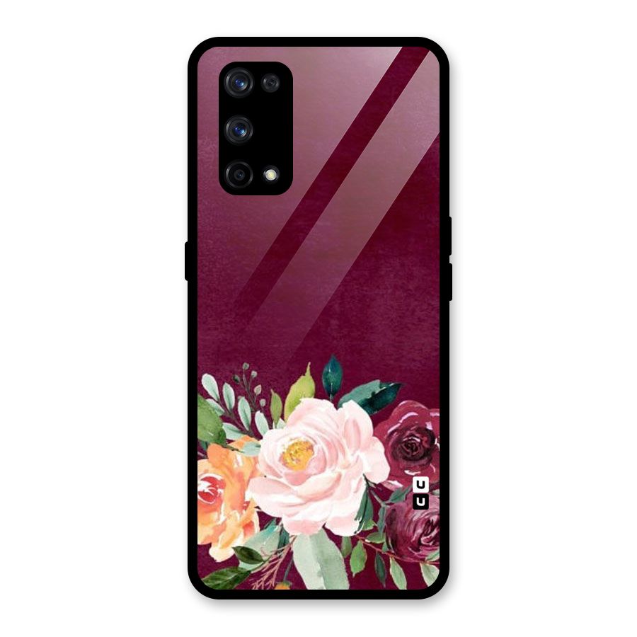Plum Floral Design Glass Back Case for Realme X7 Pro