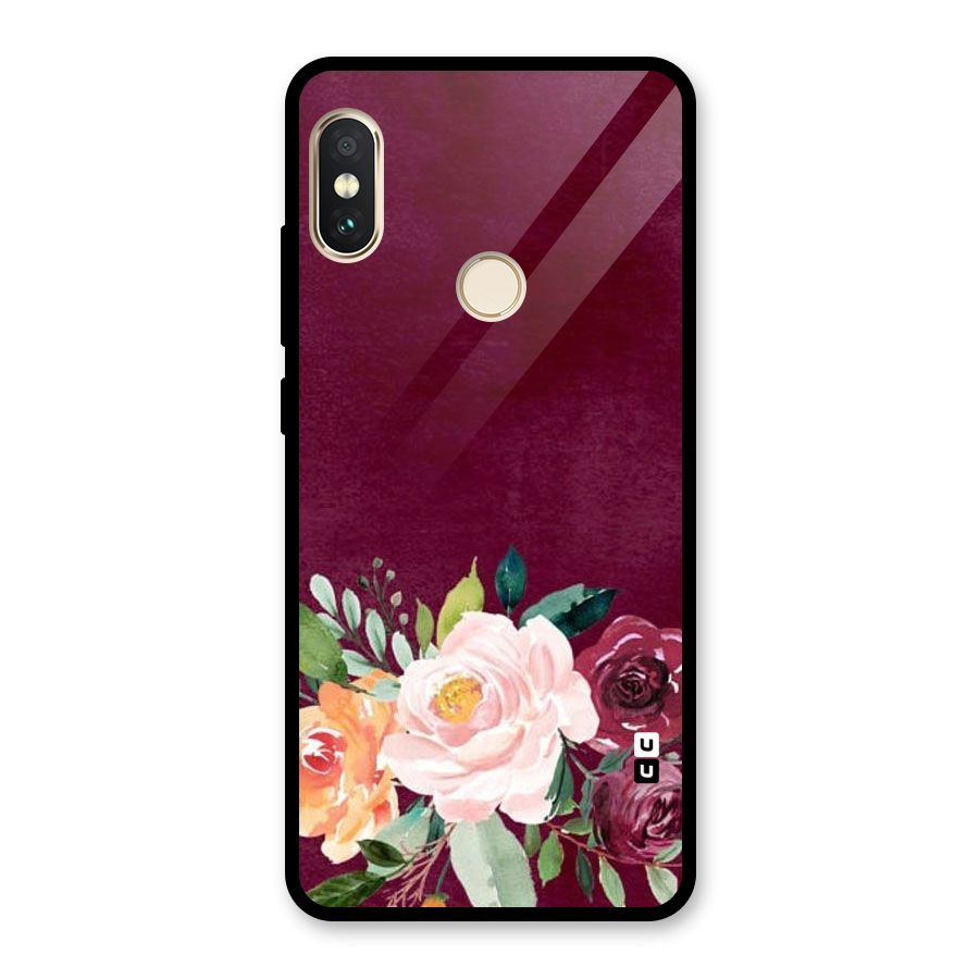 Plum Floral Design Glass Back Case for Redmi Note 5 Pro