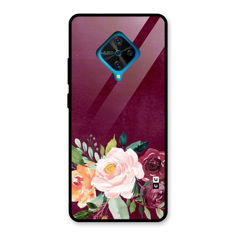 Plum Floral Design Glass Back Case for Vivo S1 Pro