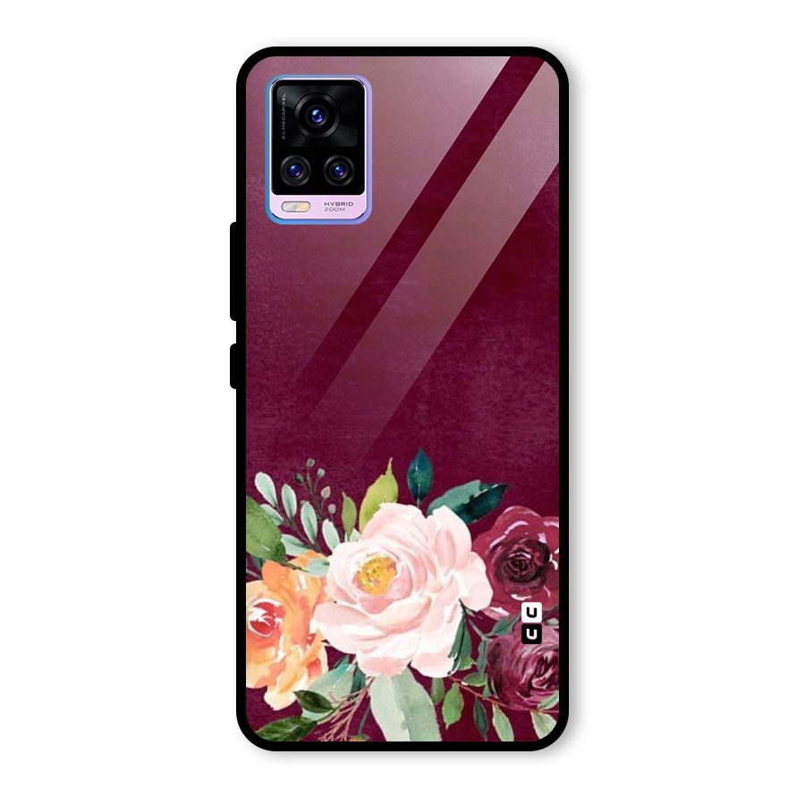 Plum Floral Design Glass Back Case for Vivo V20 Pro