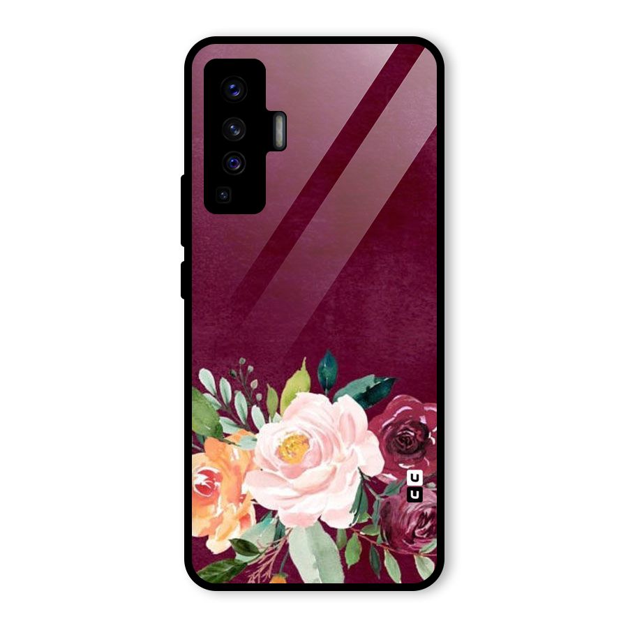 Plum Floral Design Glass Back Case for Vivo X50