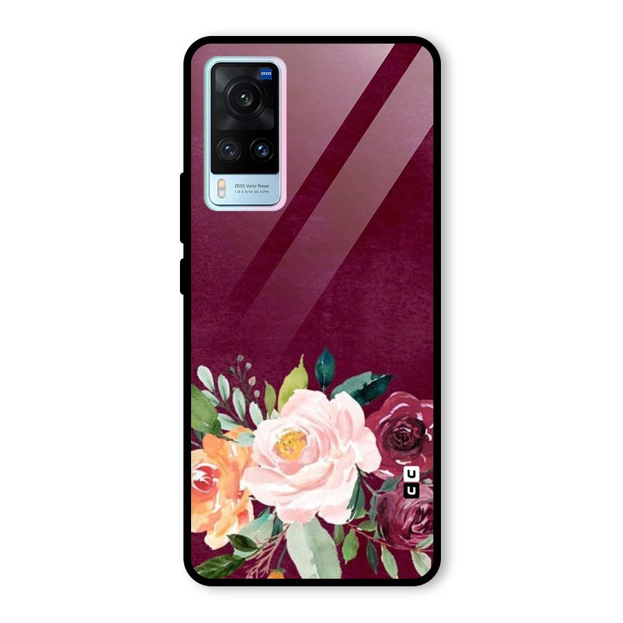 Plum Floral Design Glass Back Case for Vivo X60