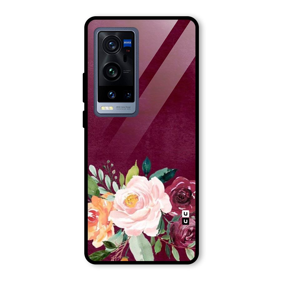Plum Floral Design Glass Back Case for Vivo X60 Pro Plus
