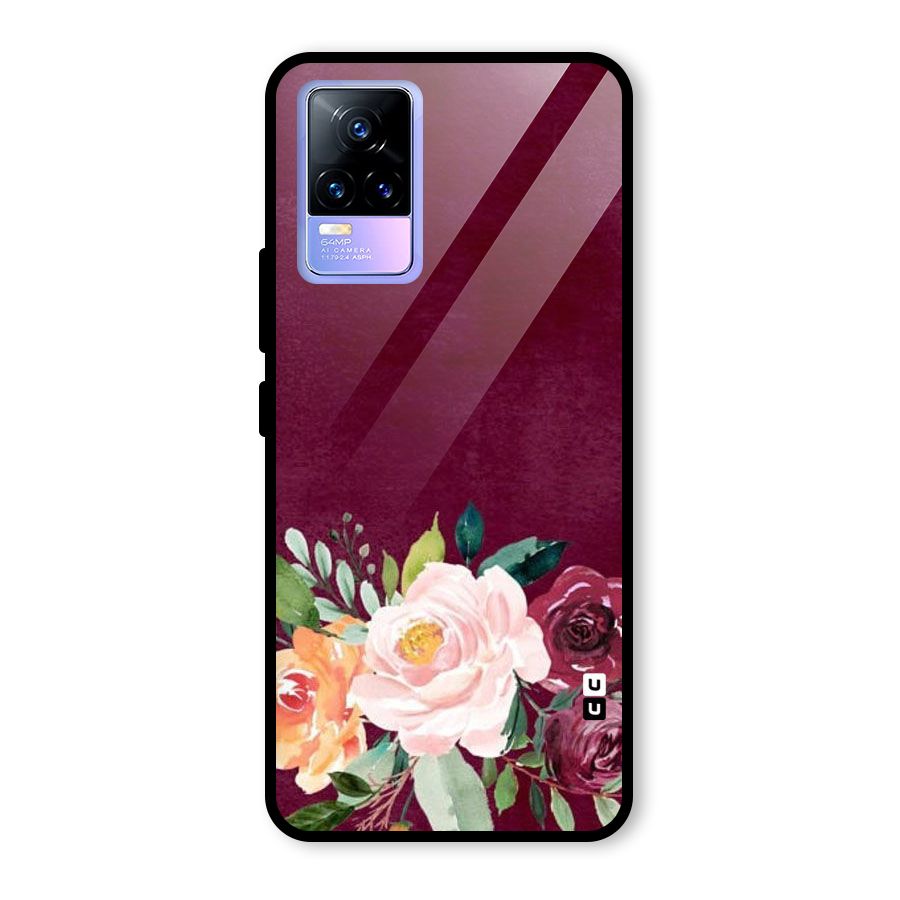 Plum Floral Design Glass Back Case for Vivo Y73