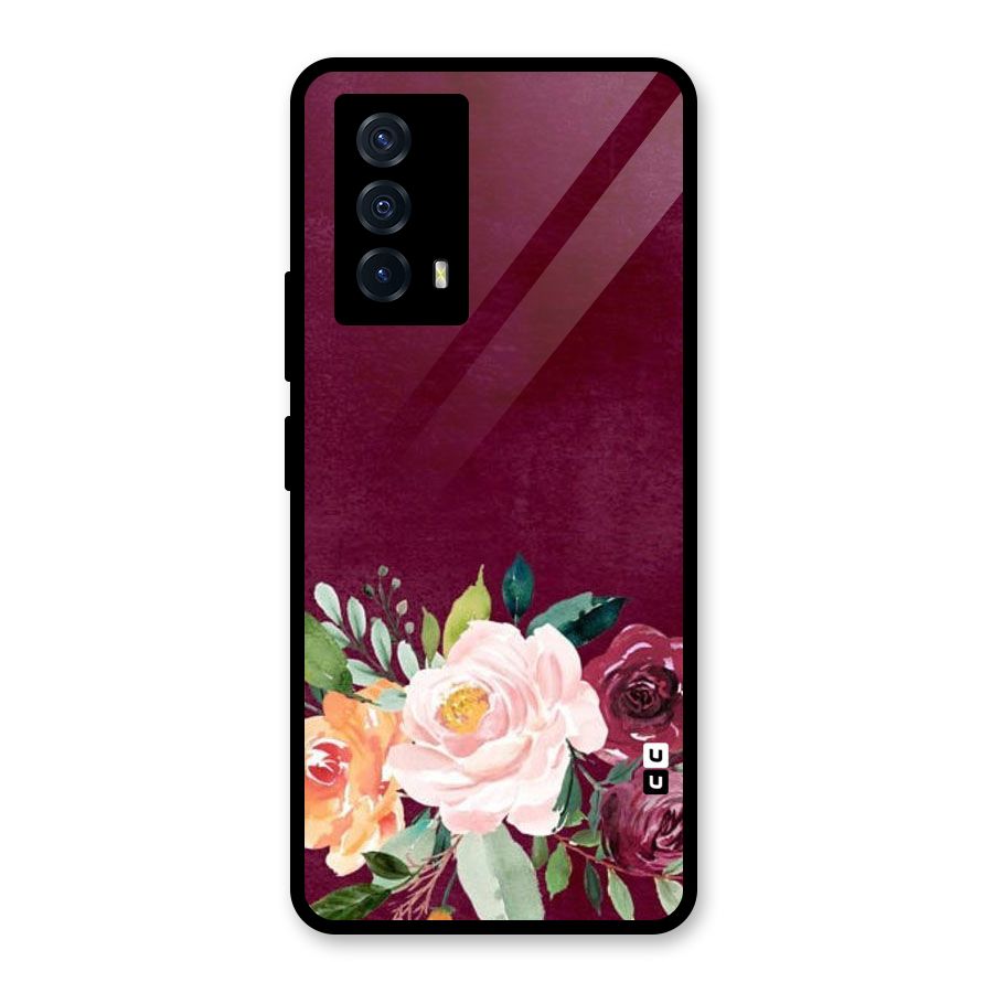 Plum Floral Design Glass Back Case for Vivo iQOO Z5