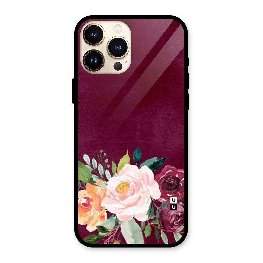 Plum Floral Design Glass Back Case for iPhone 13 Pro Max