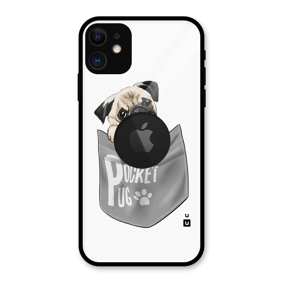 Pocket Pug Glass Back Case for iPhone 11 Logo Cut