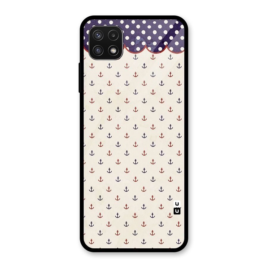Polka Anchor Glass Back Case for Galaxy A22 5G