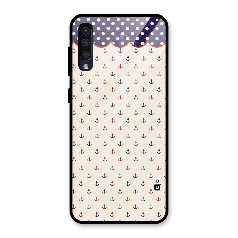 Polka Anchor Glass Back Case for Galaxy A30s