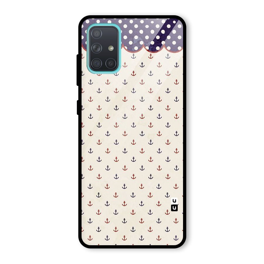 Polka Anchor Glass Back Case for Galaxy A71
