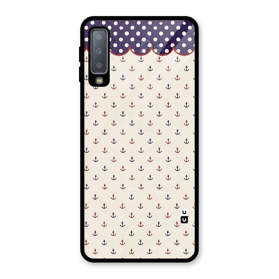 Polka Anchor Glass Back Case for Galaxy A7 (2018)