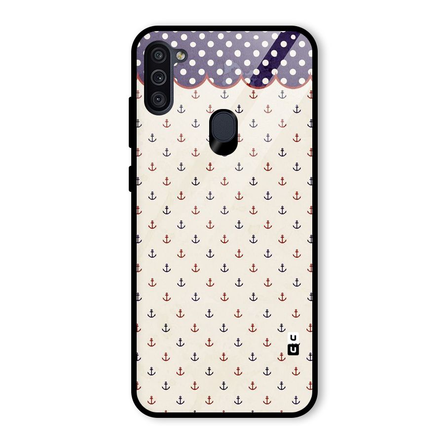 Polka Anchor Glass Back Case for Galaxy M11
