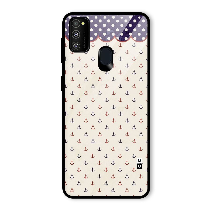Polka Anchor Glass Back Case for Galaxy M30s