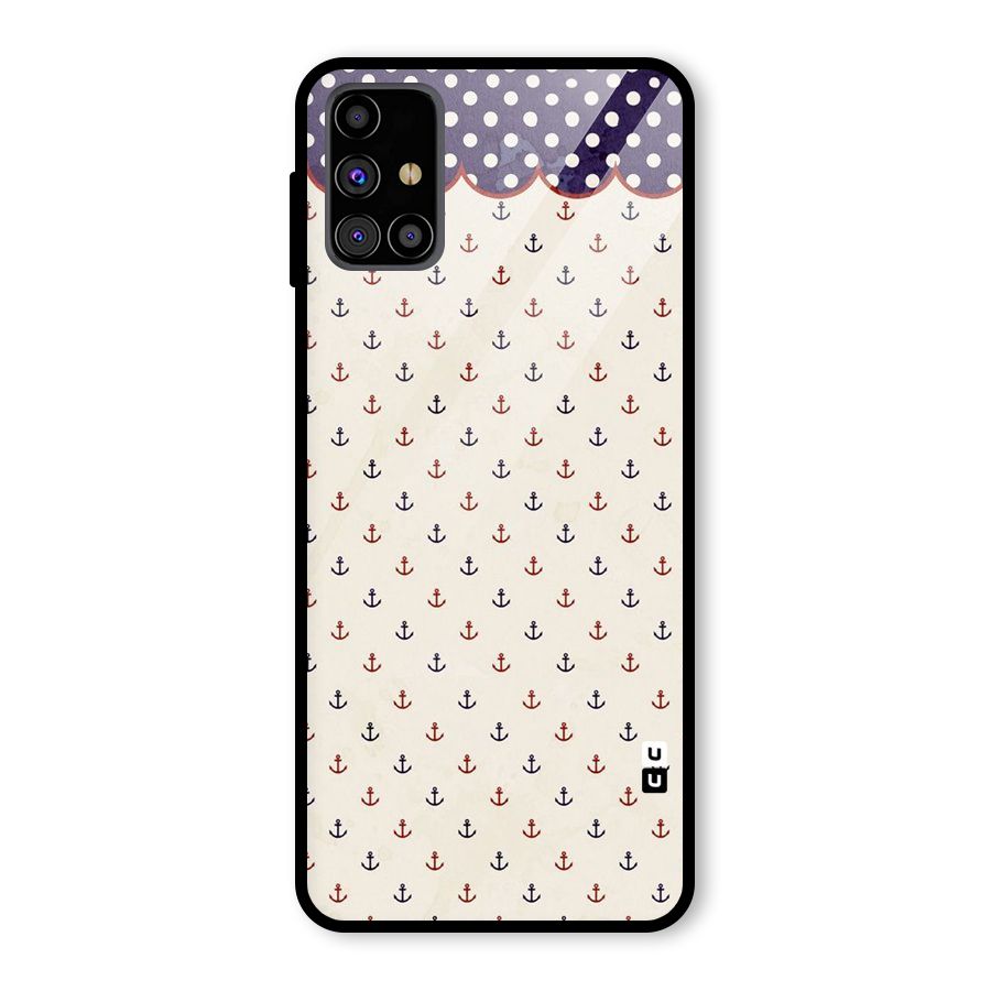 Polka Anchor Glass Back Case for Galaxy M31s