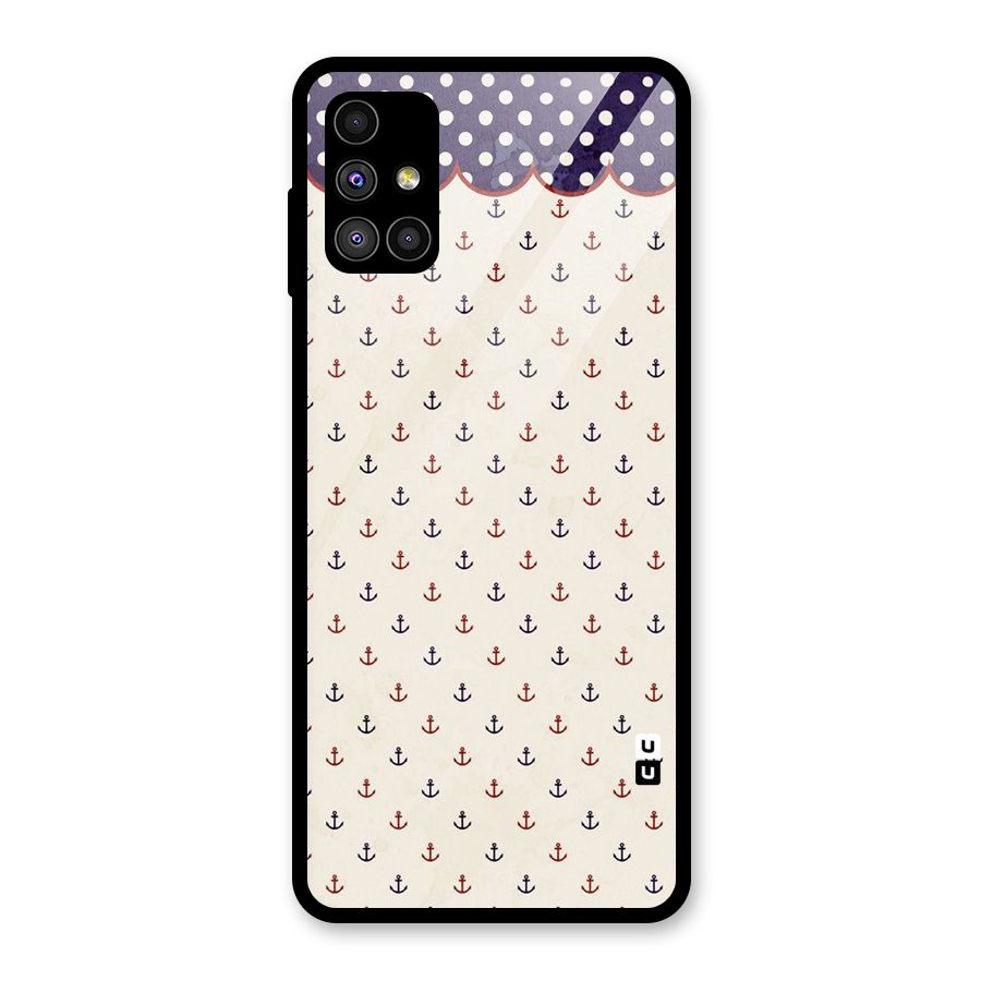 Polka Anchor Glass Back Case for Galaxy M51