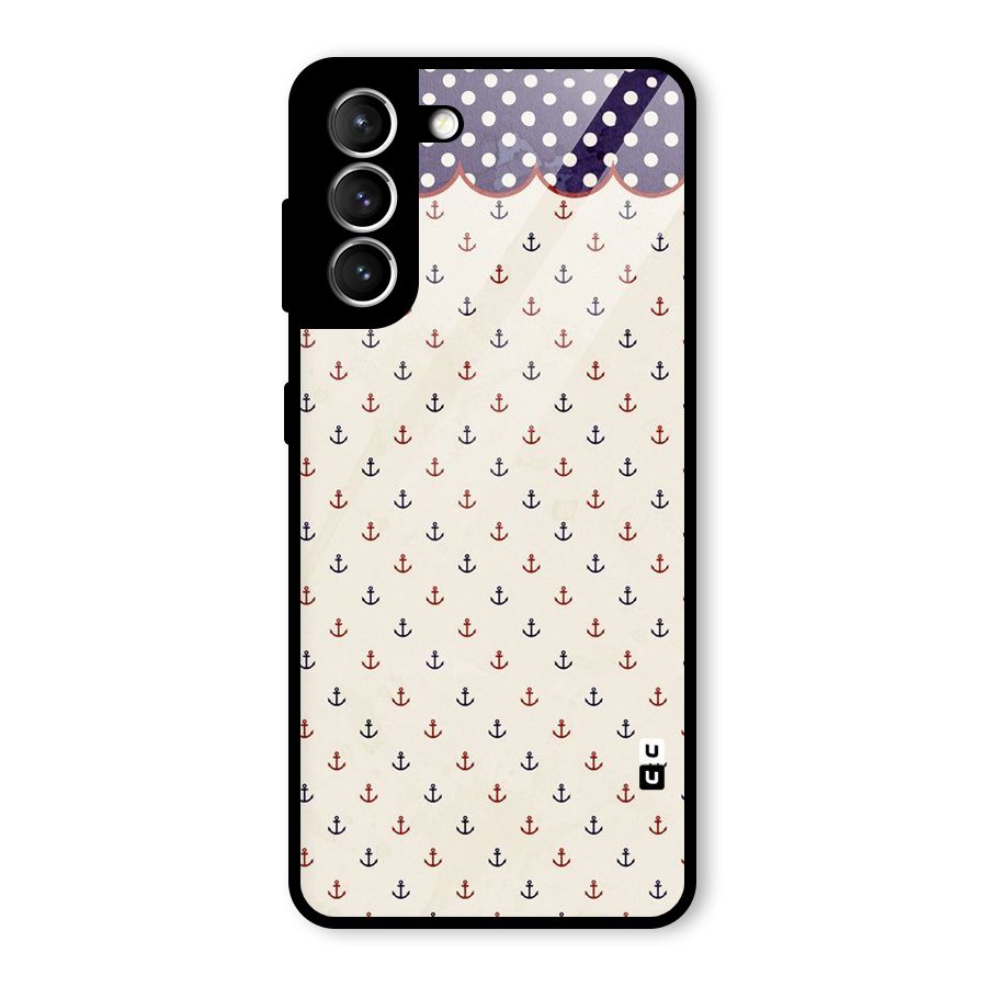 Polka Anchor Glass Back Case for Galaxy S21 5G