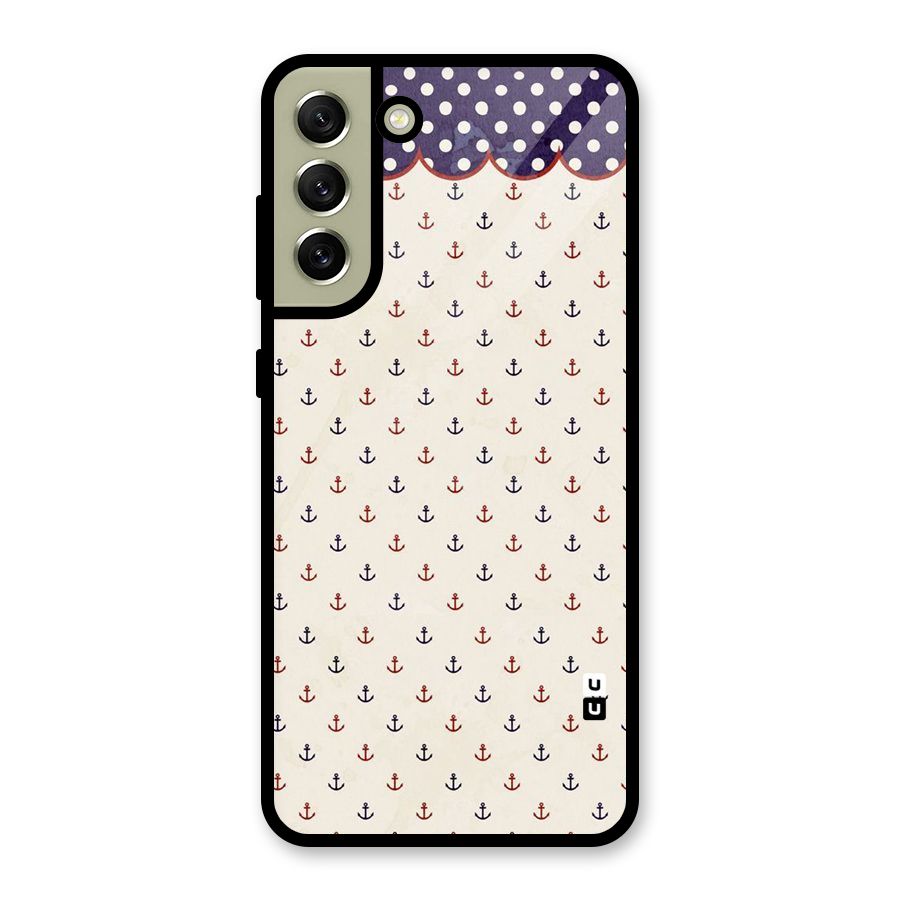 Polka Anchor Glass Back Case for Galaxy S21 FE 5G