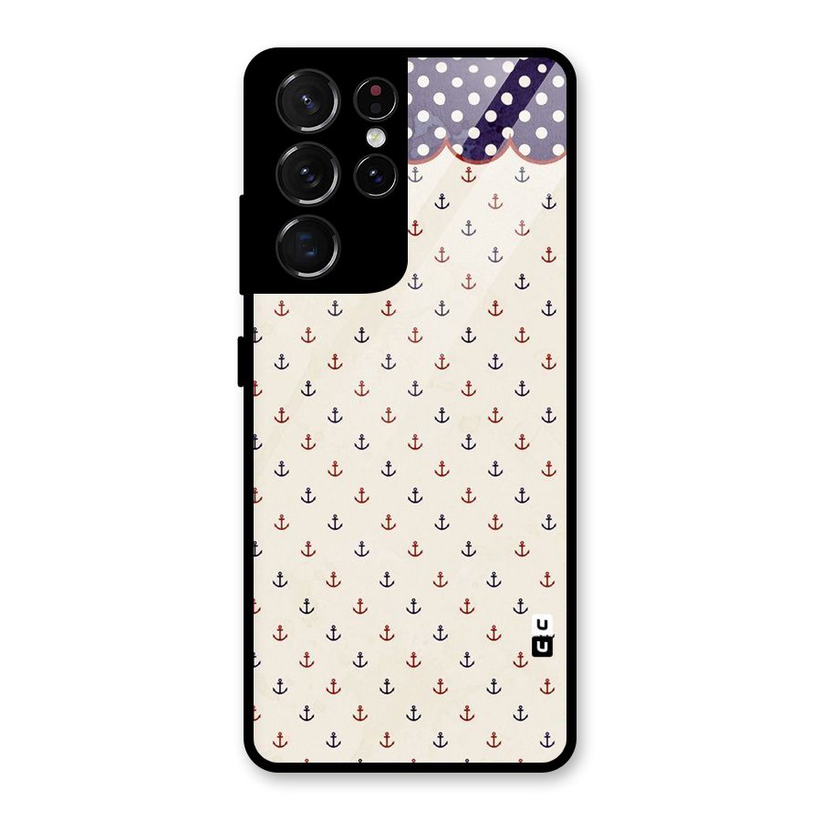 Polka Anchor Glass Back Case for Galaxy S21 Ultra 5G
