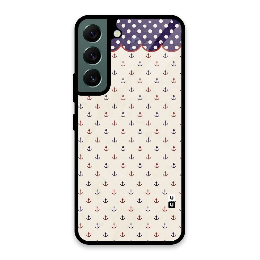 Polka Anchor Glass Back Case for Galaxy S22 5G