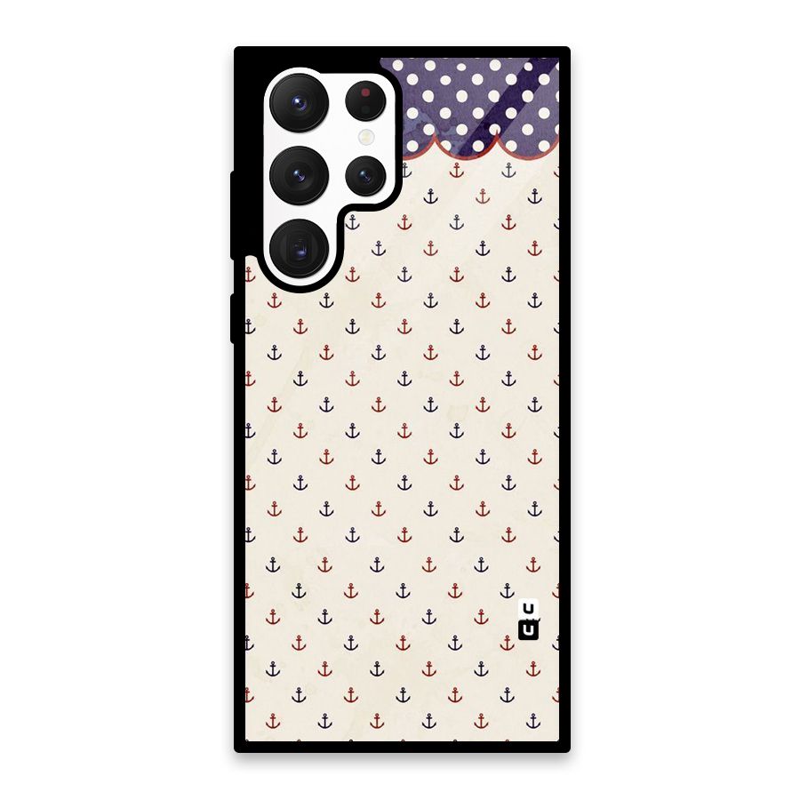 Polka Anchor Glass Back Case for Galaxy S22 Ultra 5G