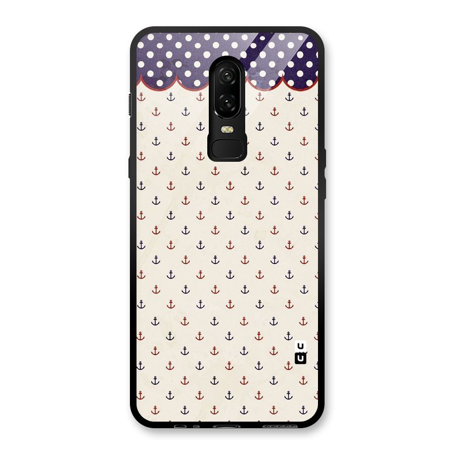 Polka Anchor Glass Back Case for OnePlus 6