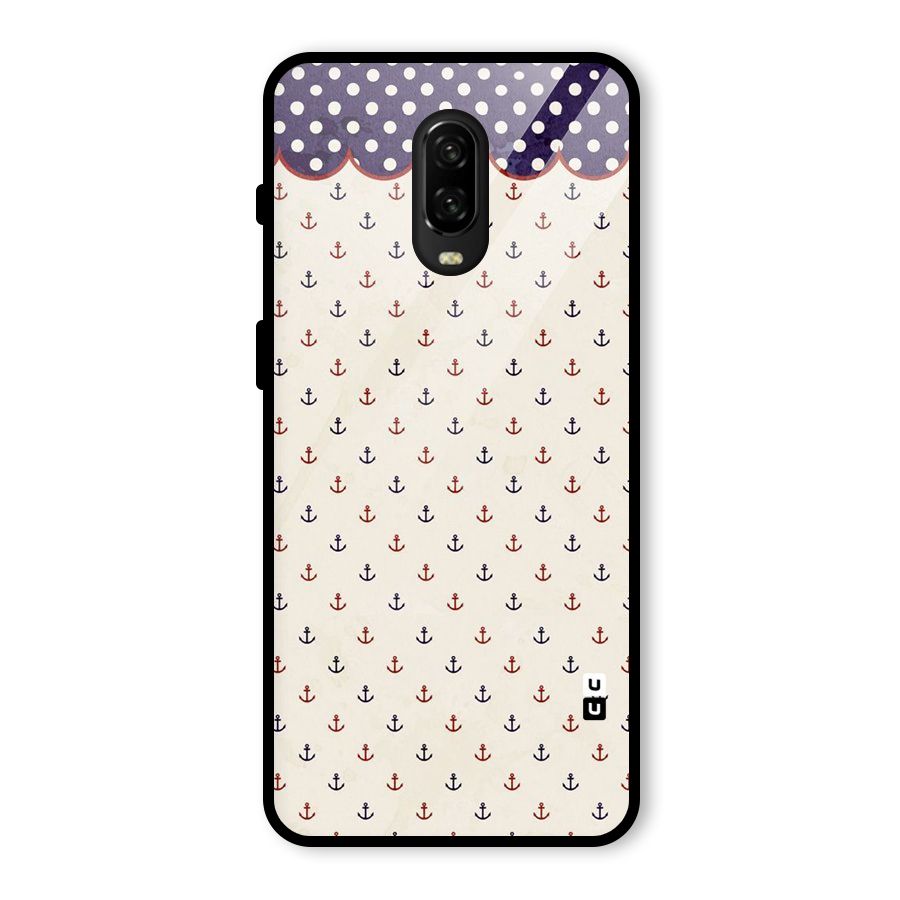 Polka Anchor Glass Back Case for OnePlus 6T