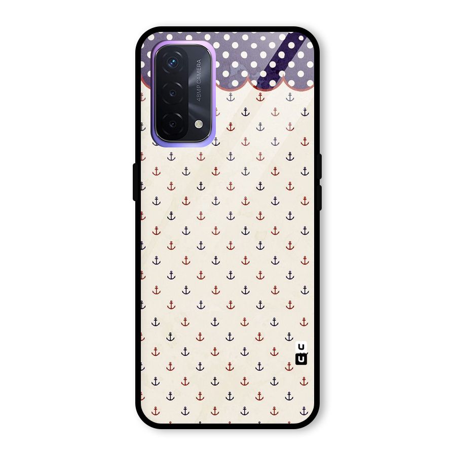 Polka Anchor Glass Back Case for Oppo A74 5G