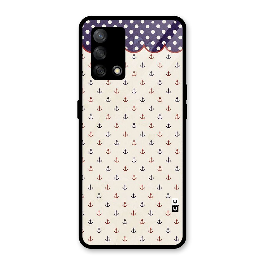 Polka Anchor Glass Back Case for Oppo F19
