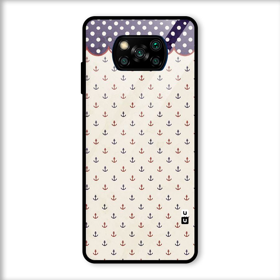 Polka Anchor Glass Back Case for Poco X3