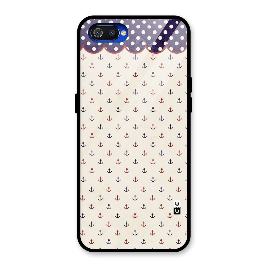 Polka Anchor Glass Back Case for Realme C2