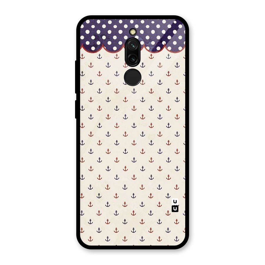 Polka Anchor Glass Back Case for Redmi 8