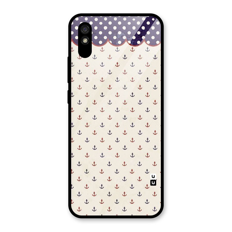 Polka Anchor Glass Back Case for Redmi 9i