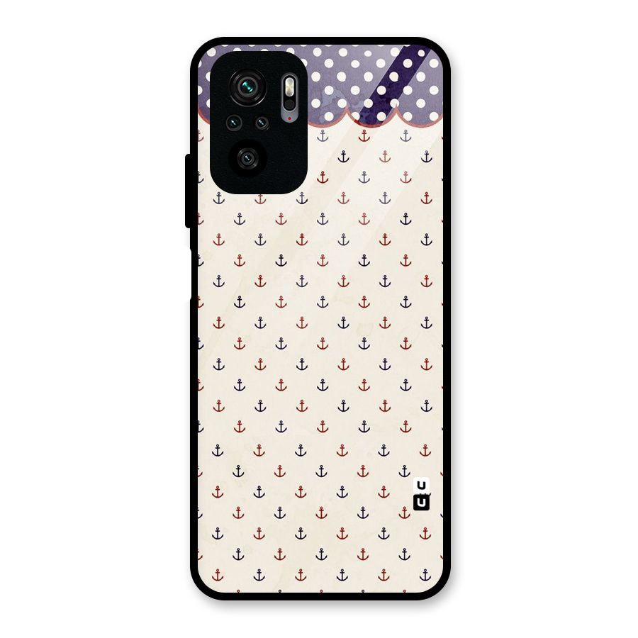 Polka Anchor Glass Back Case for Redmi Note 10S