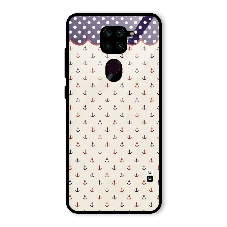 Polka Anchor Glass Back Case for Redmi Note 9