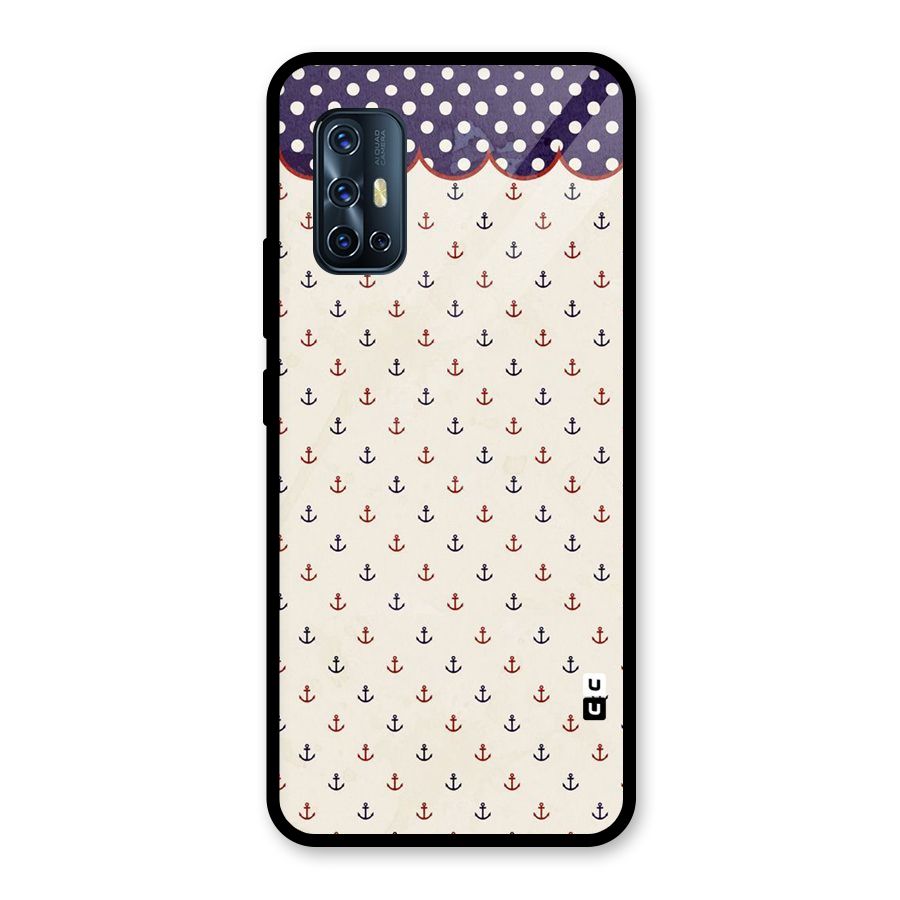 Polka Anchor Glass Back Case for Vivo V17