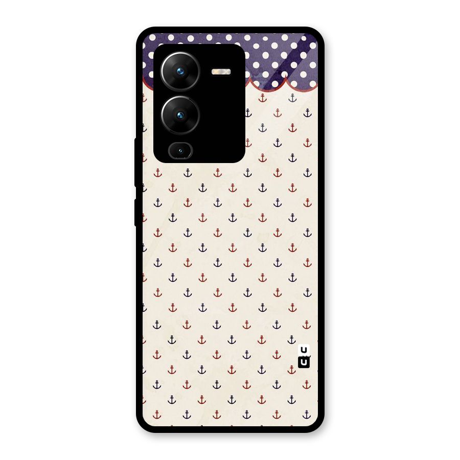 Polka Anchor Glass Back Case for Vivo V25 Pro