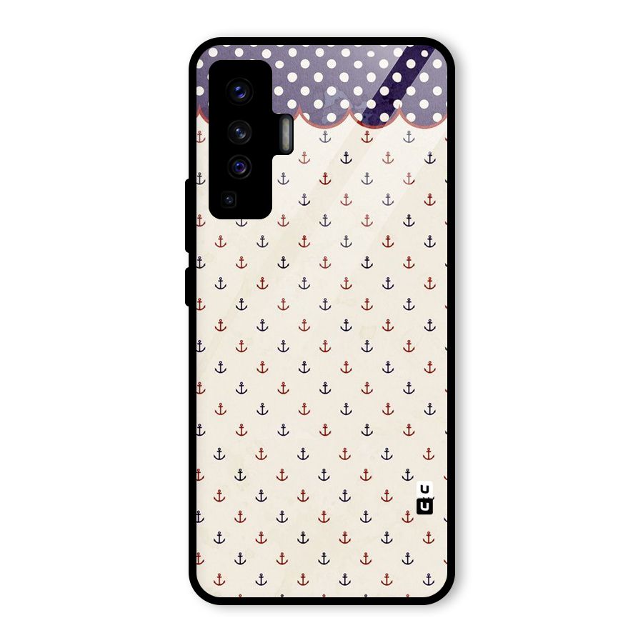 Polka Anchor Glass Back Case for Vivo X50