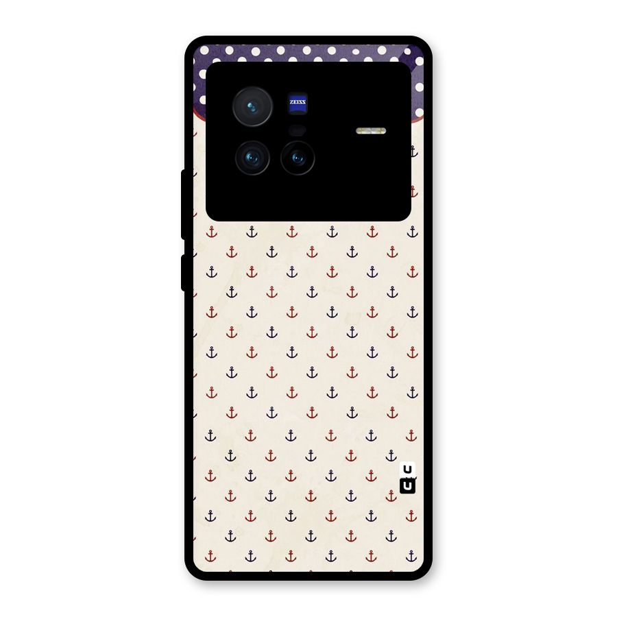 Polka Anchor Glass Back Case for Vivo X80