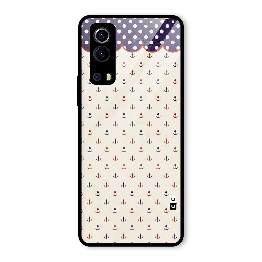 Polka Anchor Glass Back Case for Vivo iQOO Z3